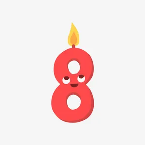 红色数字八生日蜡烛免抠