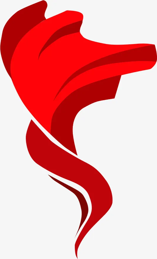 红色旗帜党建随风飘动免抠