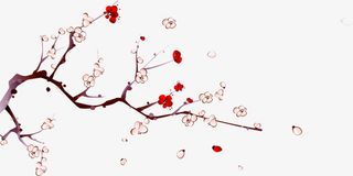 中国风红色古典梅花免抠