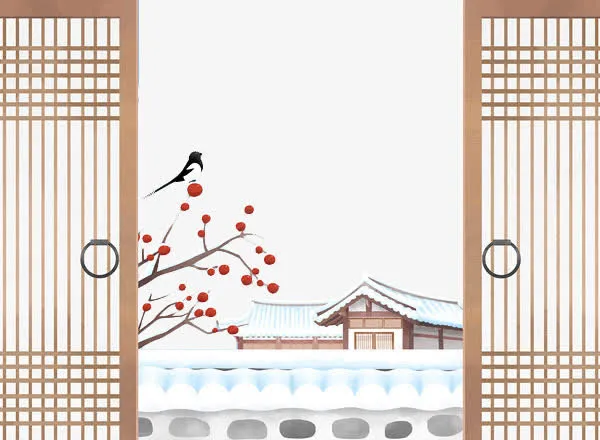 手绘古建筑院落免抠