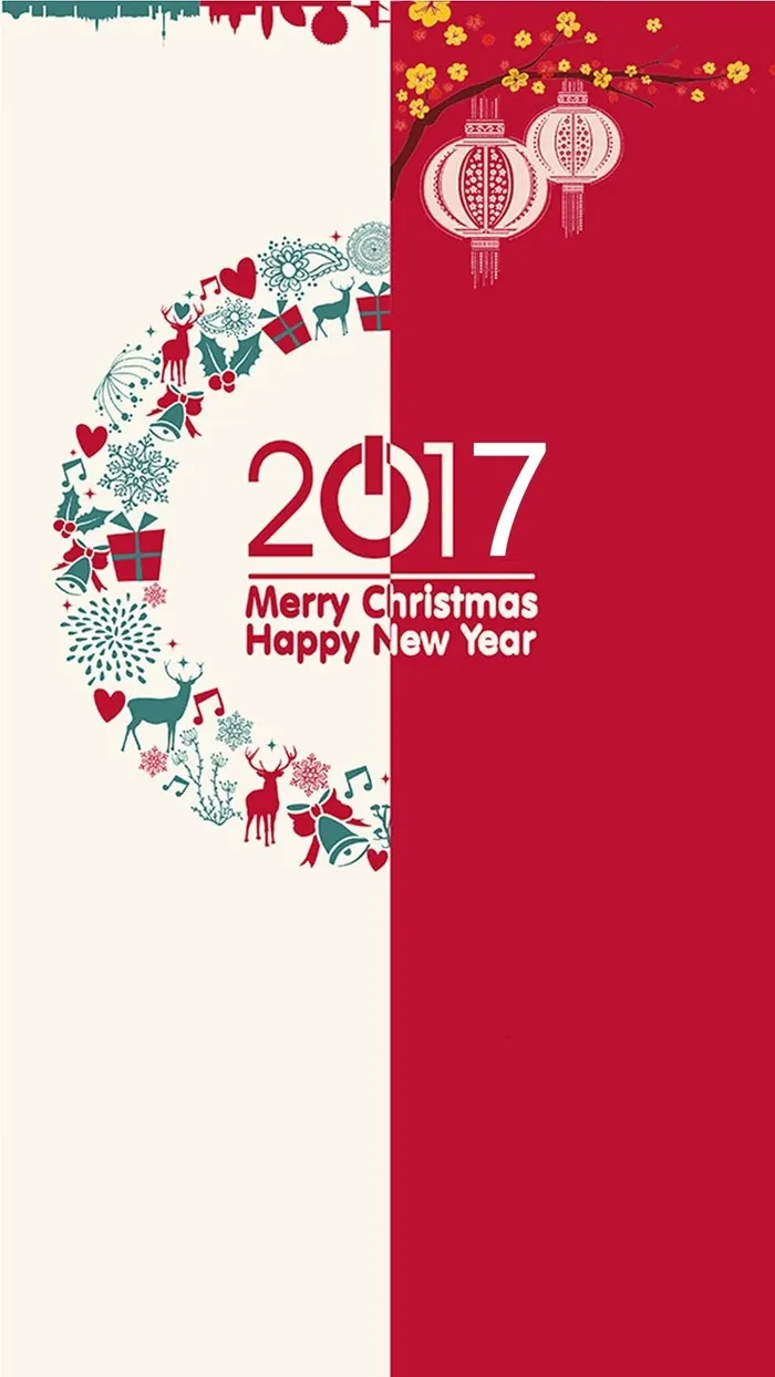 2017圣诞新年剪纸画背景图高清