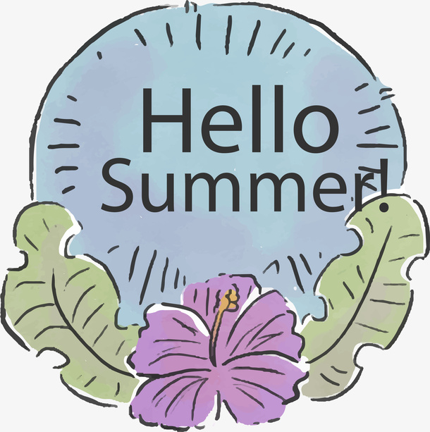 唯美花朵橘子设计矢量手绘卡通夏免抠