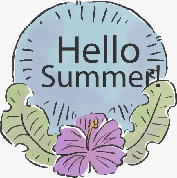 唯美花朵橘子设计矢量手绘卡通夏免抠