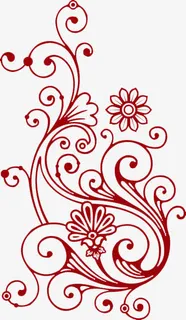 唯美暗红花纹免抠