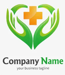 绿色医疗双手心形图形免抠