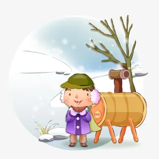 卡通冬天男人卖烤红薯插画免抠免抠