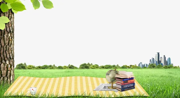 大树草坪休闲背景免抠素材免抠