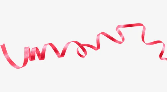 紫红色卷曲的彩带免抠漂浮彩带元素