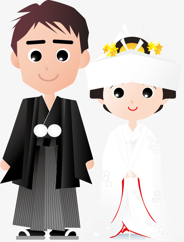 日本婚礼新郎新娘免抠