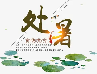 免抠处暑艺术字荷叶装饰免抠