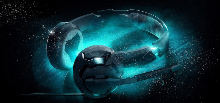 科技感耳机背景高清