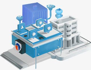 建筑模型卡通建筑商场商业综合体免抠