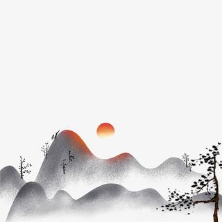 水墨山纹背景图免抠