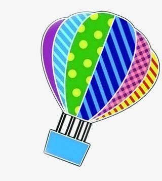 手绘卡通热气球效果免抠