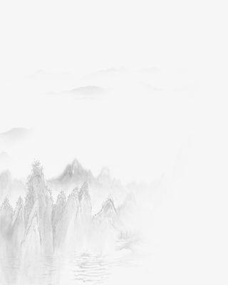 水墨山水画透明免抠
