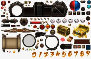 游戏边框数字宝箱骰子免抠