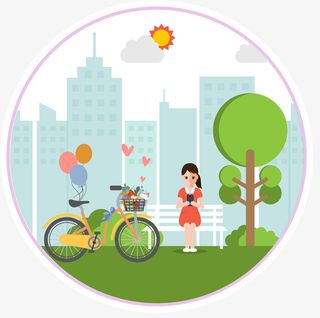 春天春季踏春踏青场景免抠