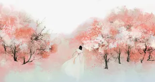 唯美古风手绘插画免抠