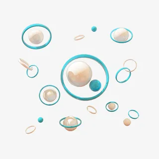 蓝白色星球环绕悬浮素材C4D免抠