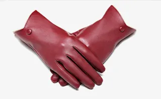 七彩柠檬女冬季可爱皮手套免抠