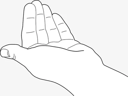 矢量黑白线稿托东西的单手免抠