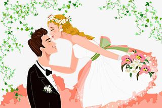 手绘花朵婚礼现场免抠