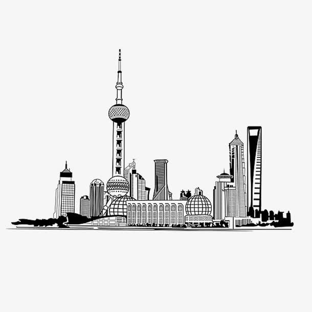 手绘陆家嘴免抠