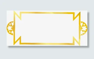 黄色中式花纹边框免抠