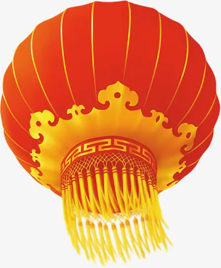 手绘红黄色灯笼海报免抠