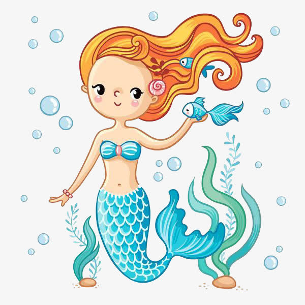 托着小金鱼的美人鱼免抠