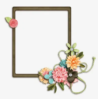 康乃馨花装饰的边框免抠