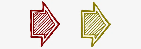 矢量箭头手绘短空心二免抠