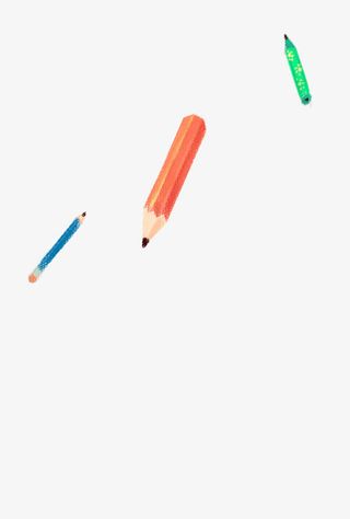 彩色飞舞的铅笔免抠