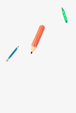 彩色飞舞的铅笔免抠