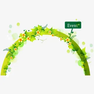 绿色拱形缠绕的花藤矢量素材免抠