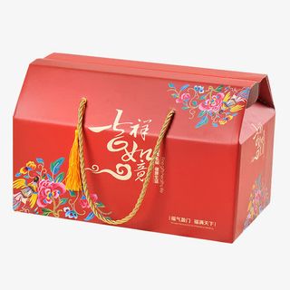 红色吉祥包装盒素材免抠