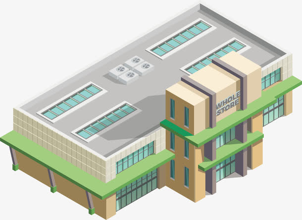 清新体育馆3D地标建筑模型房矢免抠