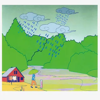 卡通图强降雨灾害免抠