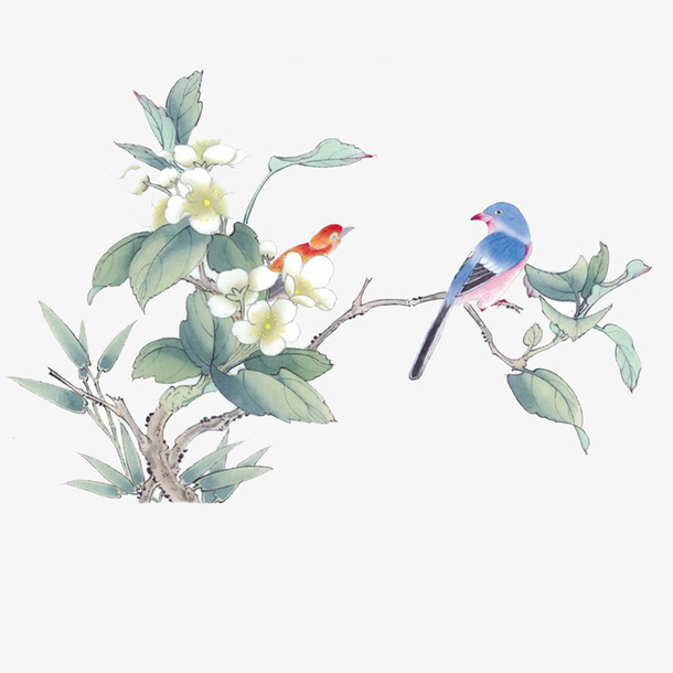 鸟在枝头免抠
