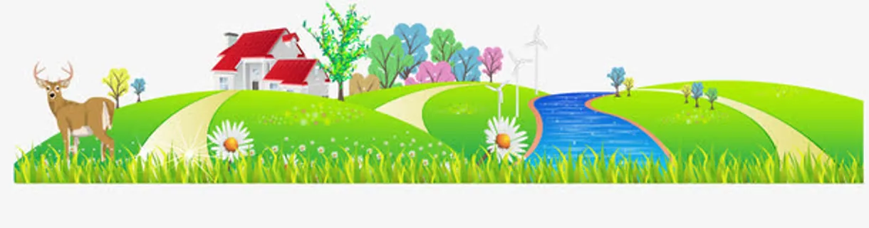 卡通春天草坪免抠