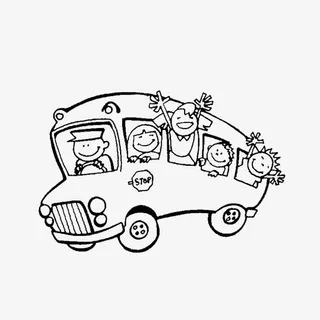 坐公交车的孩子们免抠