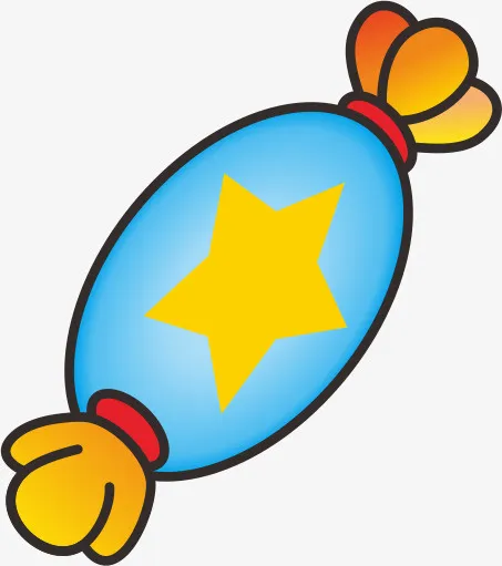 彩色手绘糖果带星星免抠