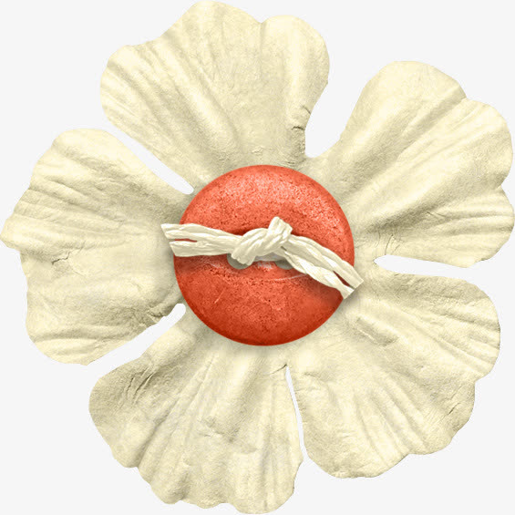 白色花瓣红色纽扣花朵免抠