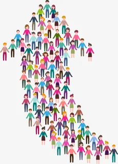 中国人口日人群箭头免抠