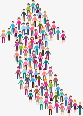 中国人口日人群箭头免抠