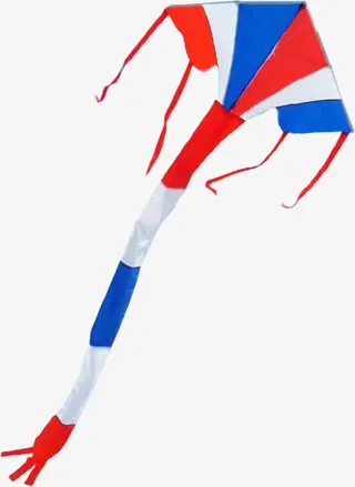 蓝红色春天飞翔的风筝免抠