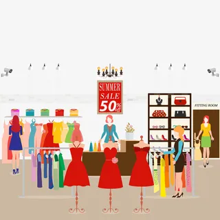 卡通服装店矢量图免抠