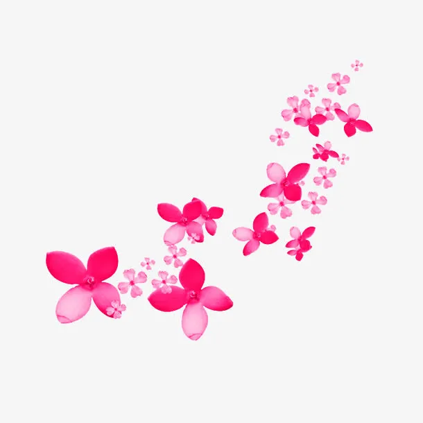 散落的粉色鲜花免抠