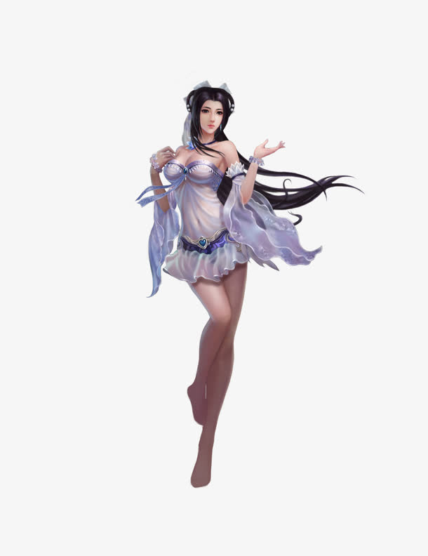 青春古风白云美女免抠