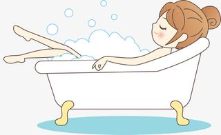 卡通洗澡女孩免抠